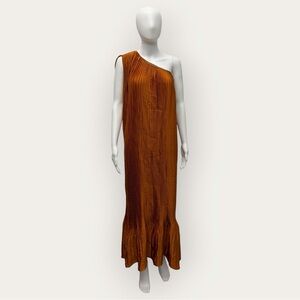 TOME One Shoulder Pleated Maxi Dress
